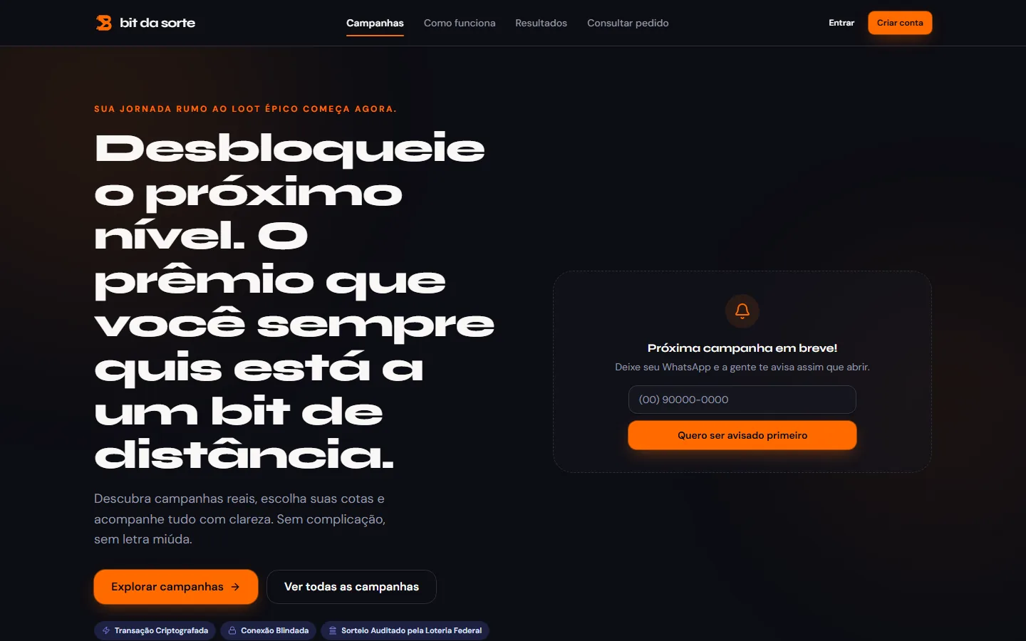 Captura do site Bit da Sorte